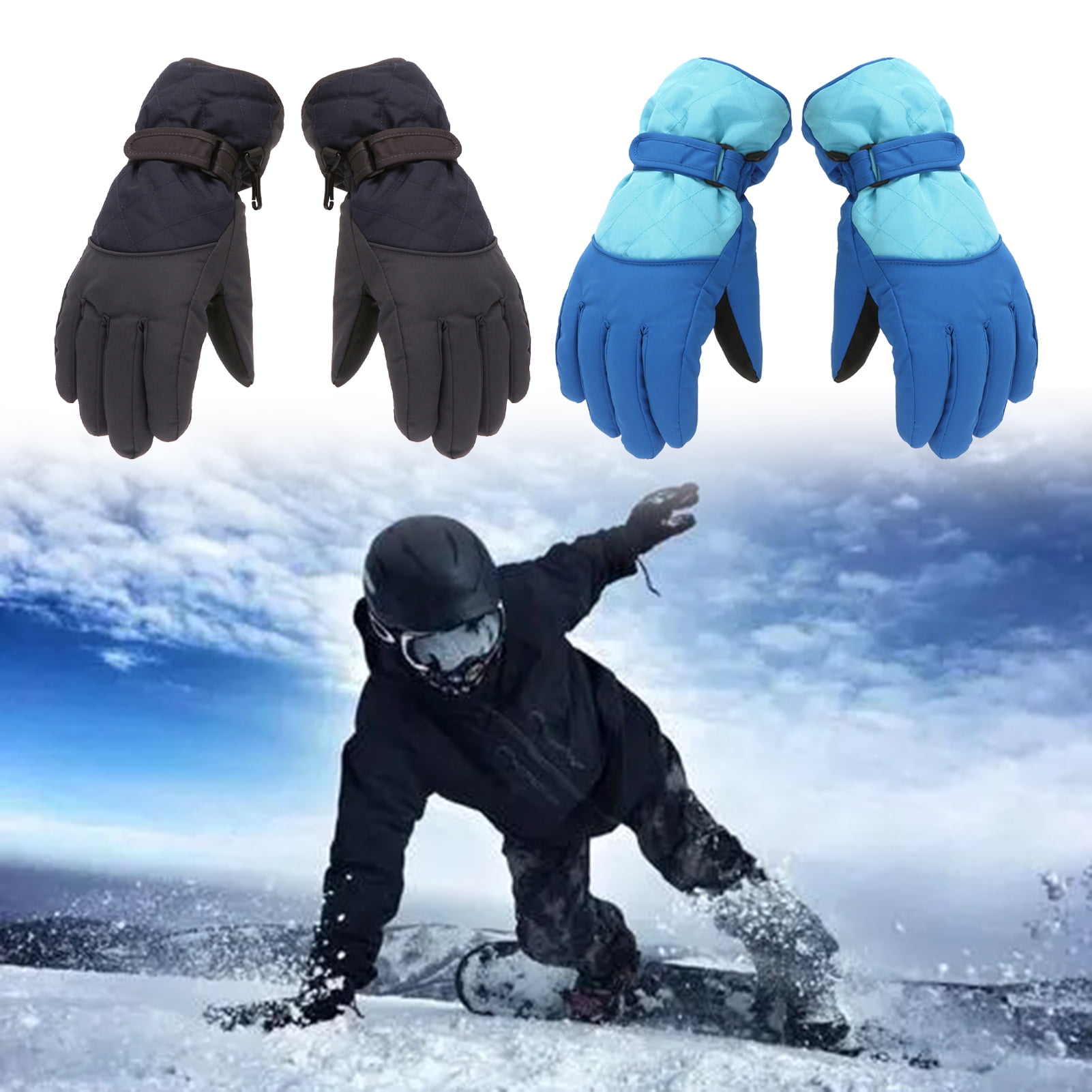 Dengjunhu Kids Winter Gloves - Snow & Ski Waterproof Youth Gloves for Boys & Girls - Insulated for Cold Weather Outdoor Play, Skiing & Snowboarding M Grey โ image 3