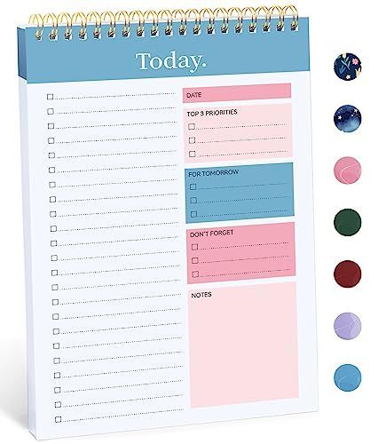 1Pack To Do List Notepad, Undated Daily Planner for Work and Goal Setting Greenery Sway, 52 Sheets, 9.8" x 6.5", Home and school, Daily Task Plannin