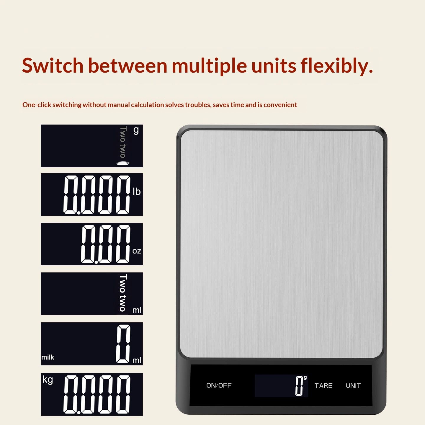 Food Scale - Rechargeable Digital Kitchen Scale, 15kg/1g Precision, Type-C, Grams/Ounces, LCD Display, Black — image 4