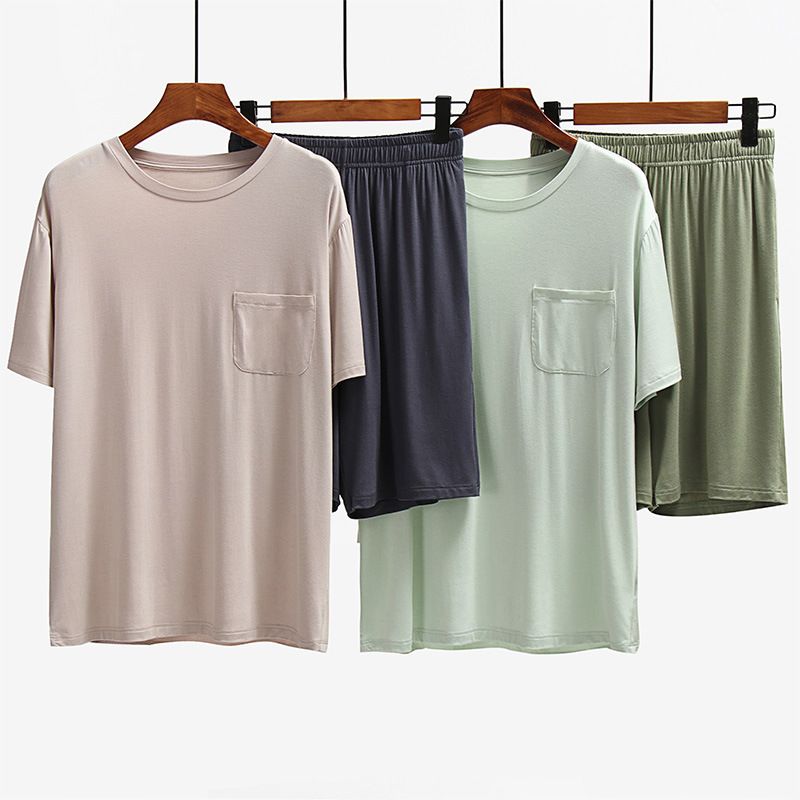 Men Undisciplined Summer Home Wear Short Sleeve... Dark gray short sleeve + dark gray shorts XXXL โ image 3