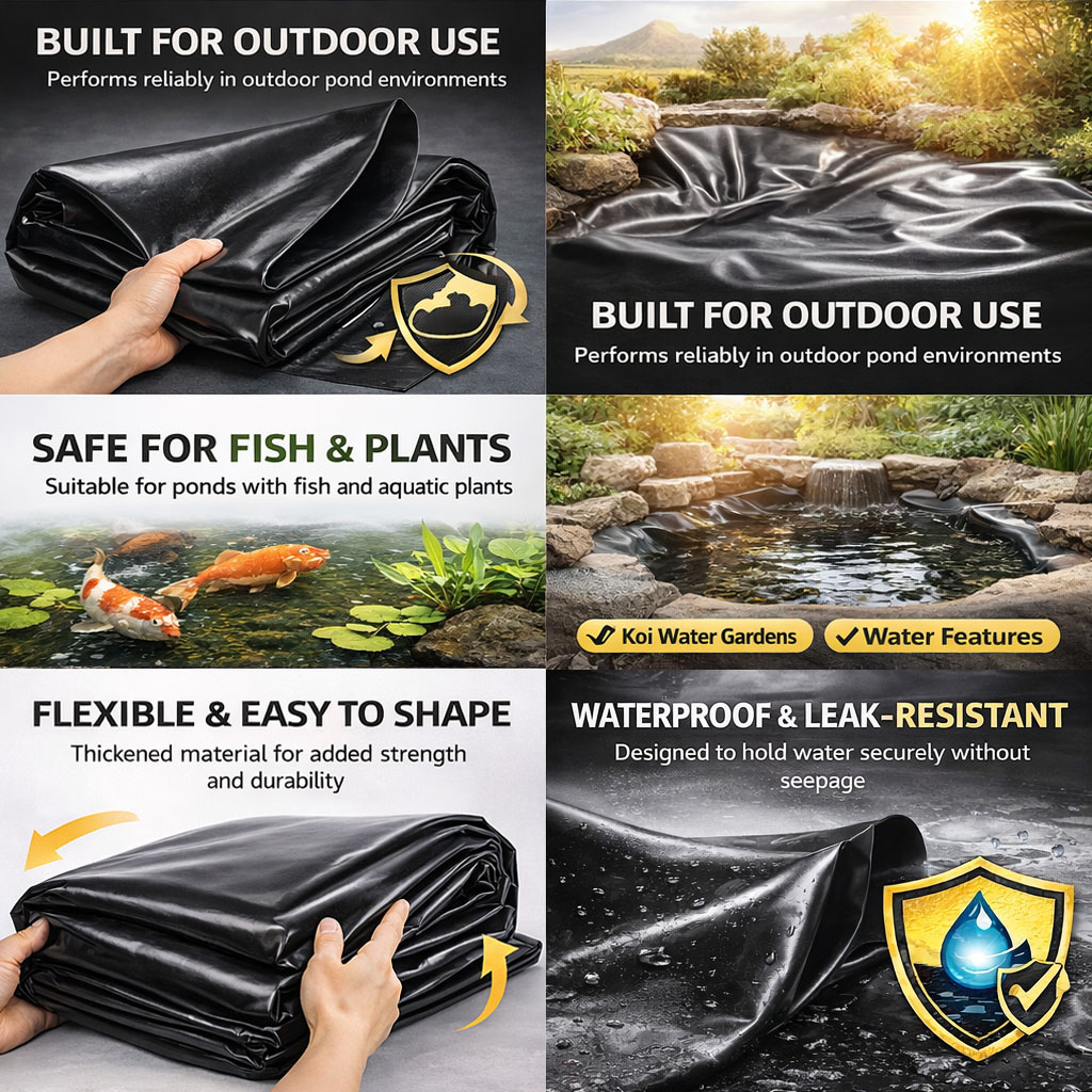 Heavy Duty 0.5mm HDPE Pond Liner Waterproof Sheet 4.5m x 6m for Garden & Fish Ponds โ image 5