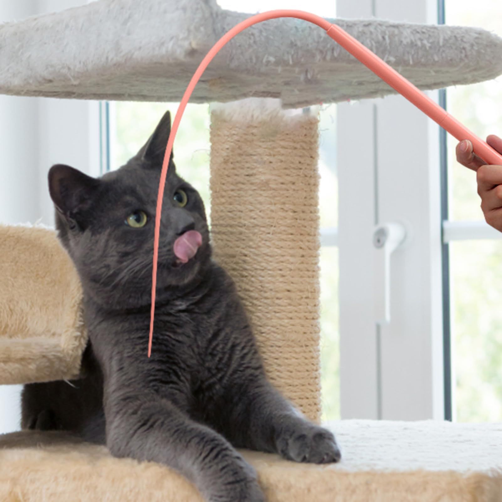 Cat Teaser, Silicone Mouse Tail Shape Cat Wand Toy, Interactive Cat Toys for Indoor Cats, 77cm Cute Cat Toys for Relaxing — image 3