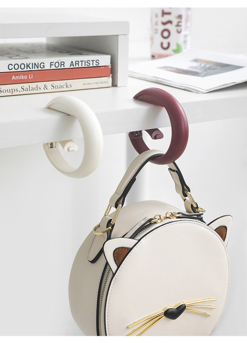 2 PCS Portable Purse Bag Hook Hanger Table Edge Holder Burgundy Foldable Non-Slip Clip for School Desk Office & Cafe โ image 5