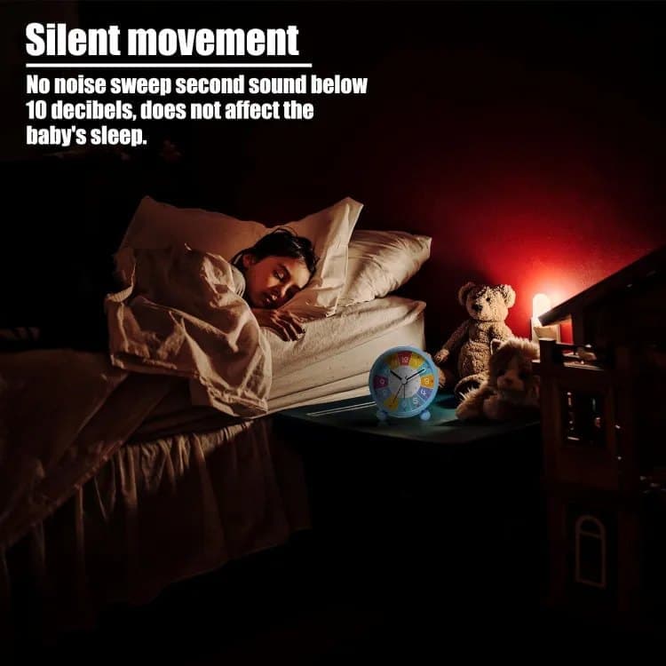Colorful Alarm Clock for Children, Green, with Night Light, 8cm Round, Silent, Compatible with Multiple Colors — image 4