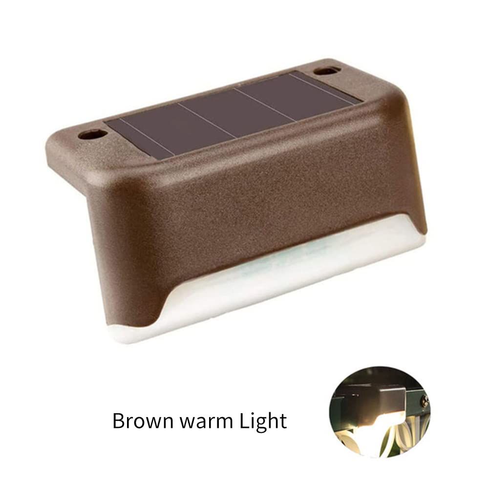 8Pcs Solar Fence Lights, Solar Wall Light Outdoor Fence Solar Lights Waterproof, Solar Outside - Brown Warm Light — image 2