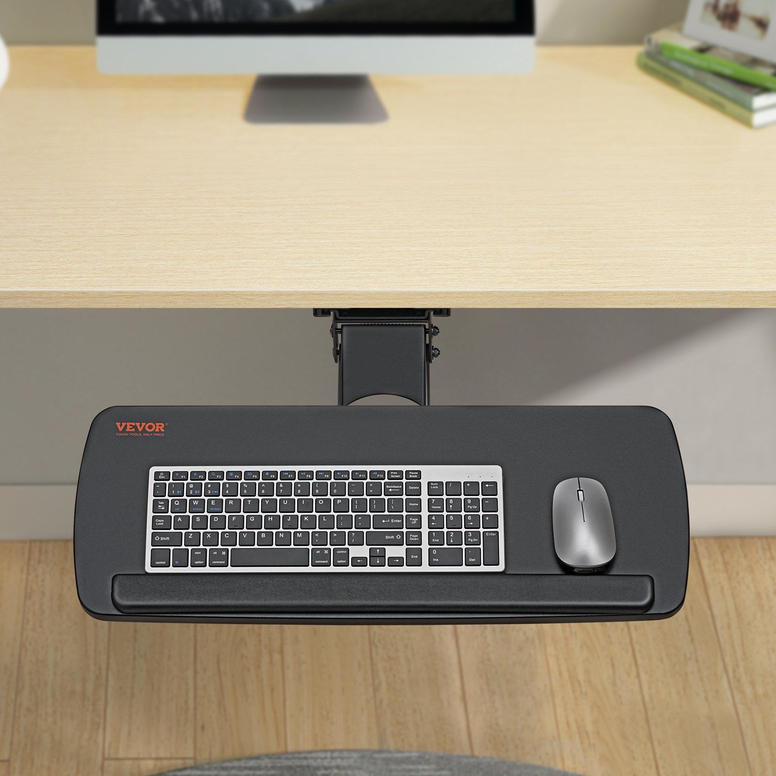 Keyboard Tray under Desk Adjustable Height and Angle Slide Out Keyboard Holder 25 x 9.8 inch Ergonomic under Desk Keyboard Shelf with Wrist Rest for Home and โ image 5