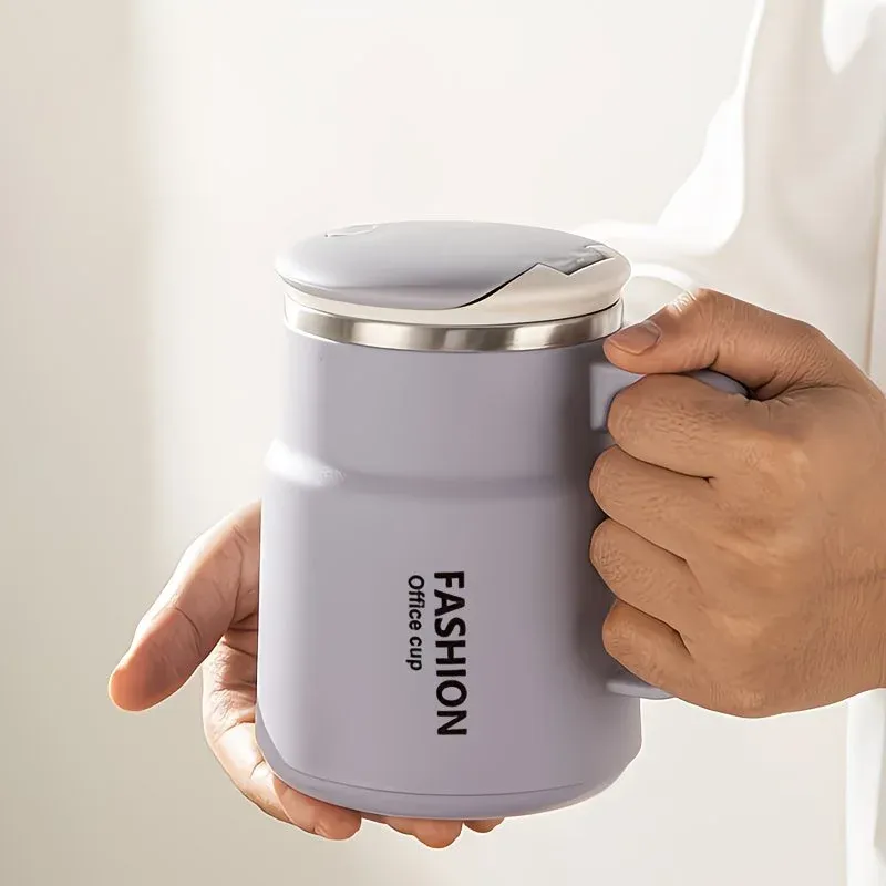 600ML Multi-Functional Mug, Three Drinking Modes: Direct Drink, Straw, Open Mouth, Bottom Storage for Folding Spoon, 304 Stainless Steel Inner Liner – A — image 6