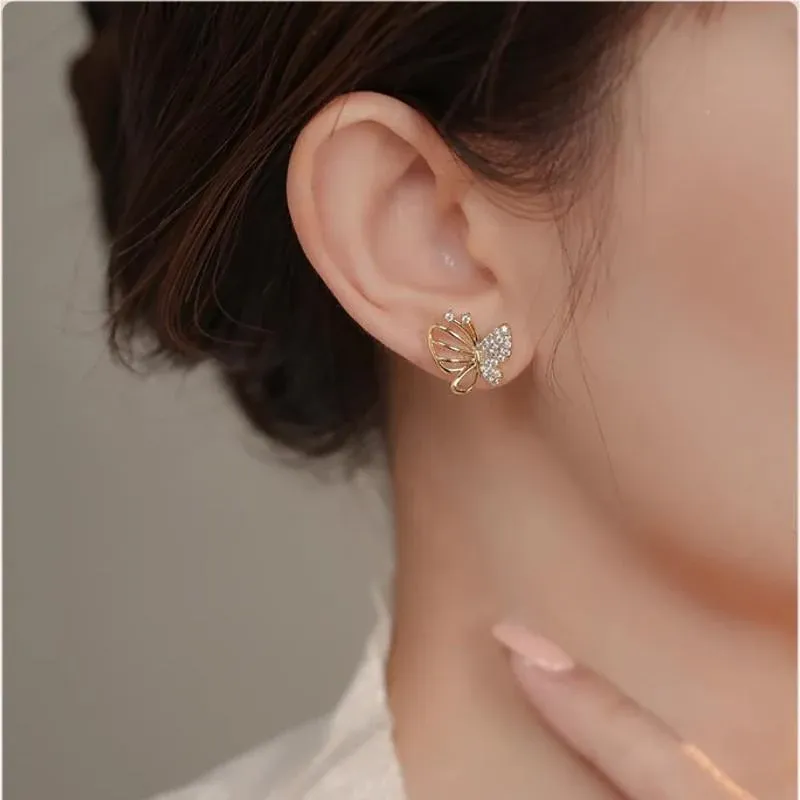 Butterfly Zircon Earrings Hollow Design Spring Summer Jewelry for Women Girls โ image 6