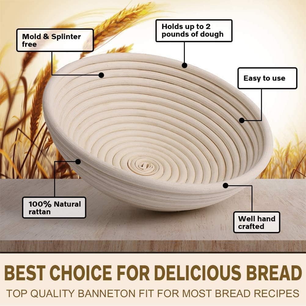 Proofing Basket - Bread Baking - Banneton | 25 × 15 × 8cm - Bread Proofing Basket - Oval Proofing Basket - Rattan Bread Pan - Dough Basket - incl. Dough Linen — image 2