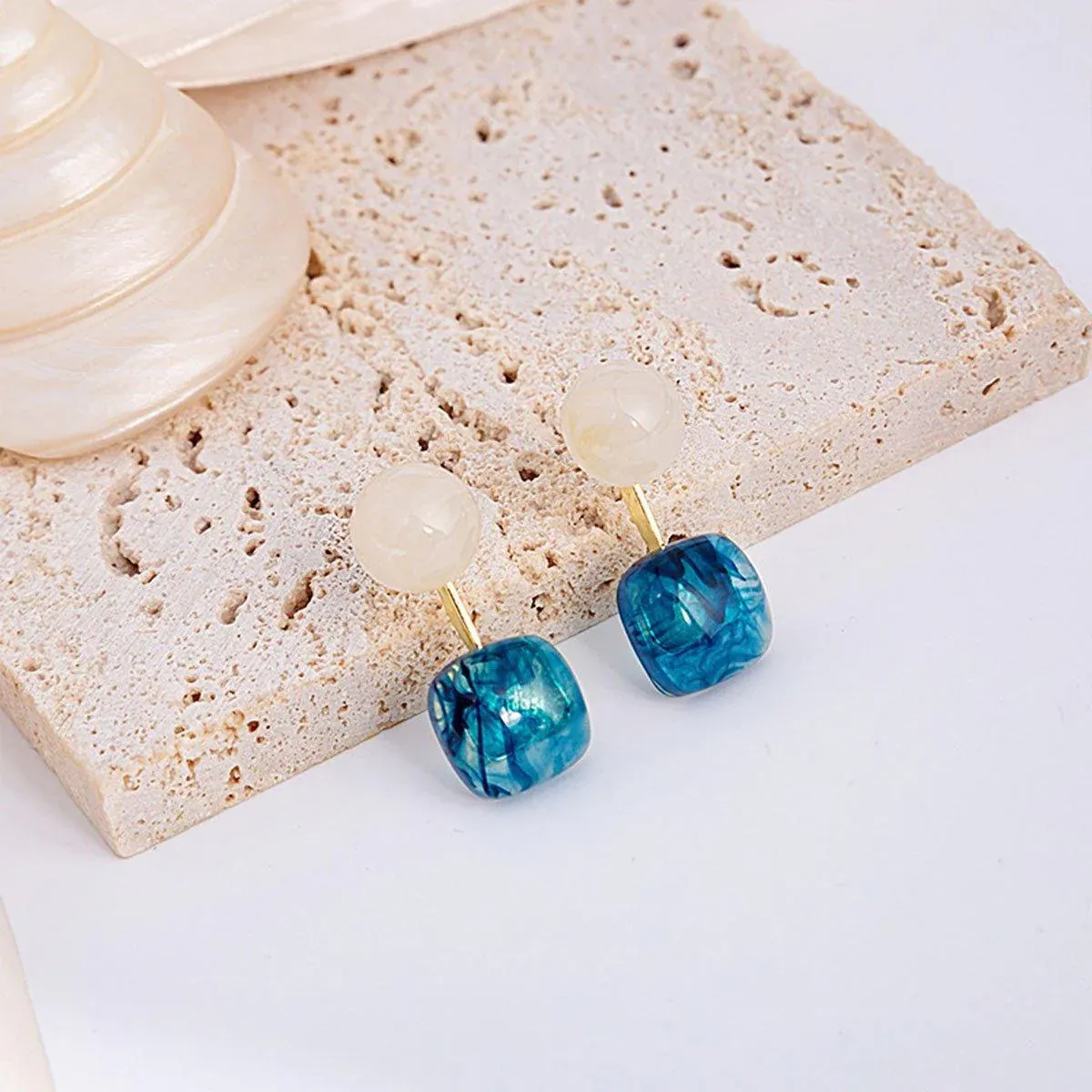 Small Fresh Blue Oil Earrings Retro Fashion Temperament Silver Needle Jewellery — image 6