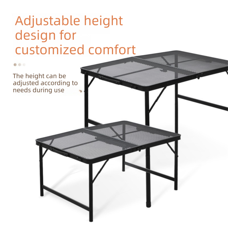 Portable Folding Camping Table 60x40cm - Adjustable Height Heat Resistant Mesh Top - Lightweight Aluminum Outdoor BBQ & Picnic Stand โ image 2
