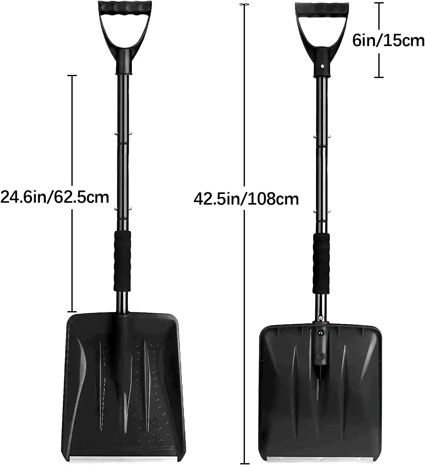 Snow Shovel - Lightweight & Portable - Snow Plow for Car, Driveway & Camping - Black โ image 2