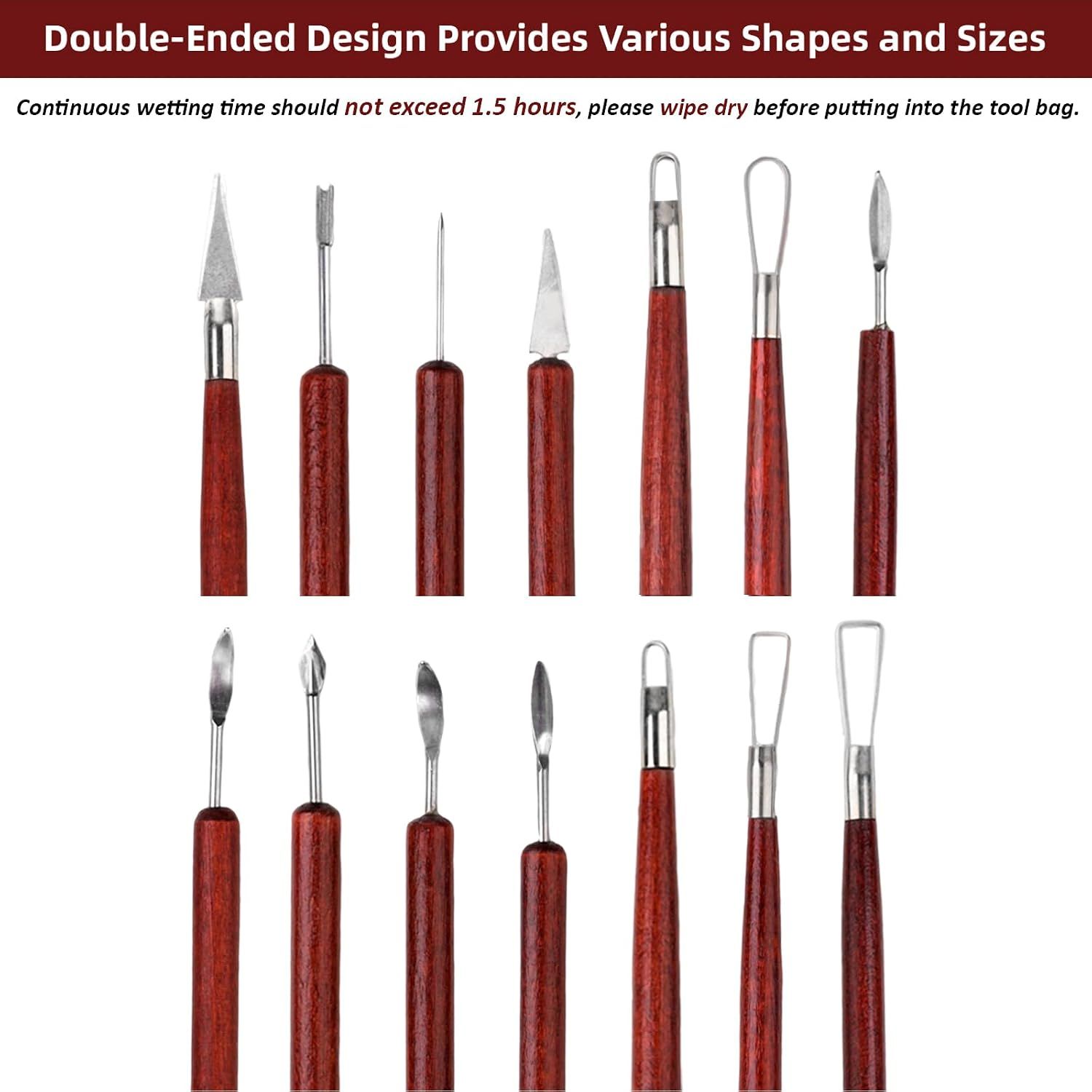 18pcs Clay Sculpting Tools, Basic Polymer Clay Pottery Carving ,Air Dry Clay Tools for Adults with Wooden Handle and Tool Bag — image 2
