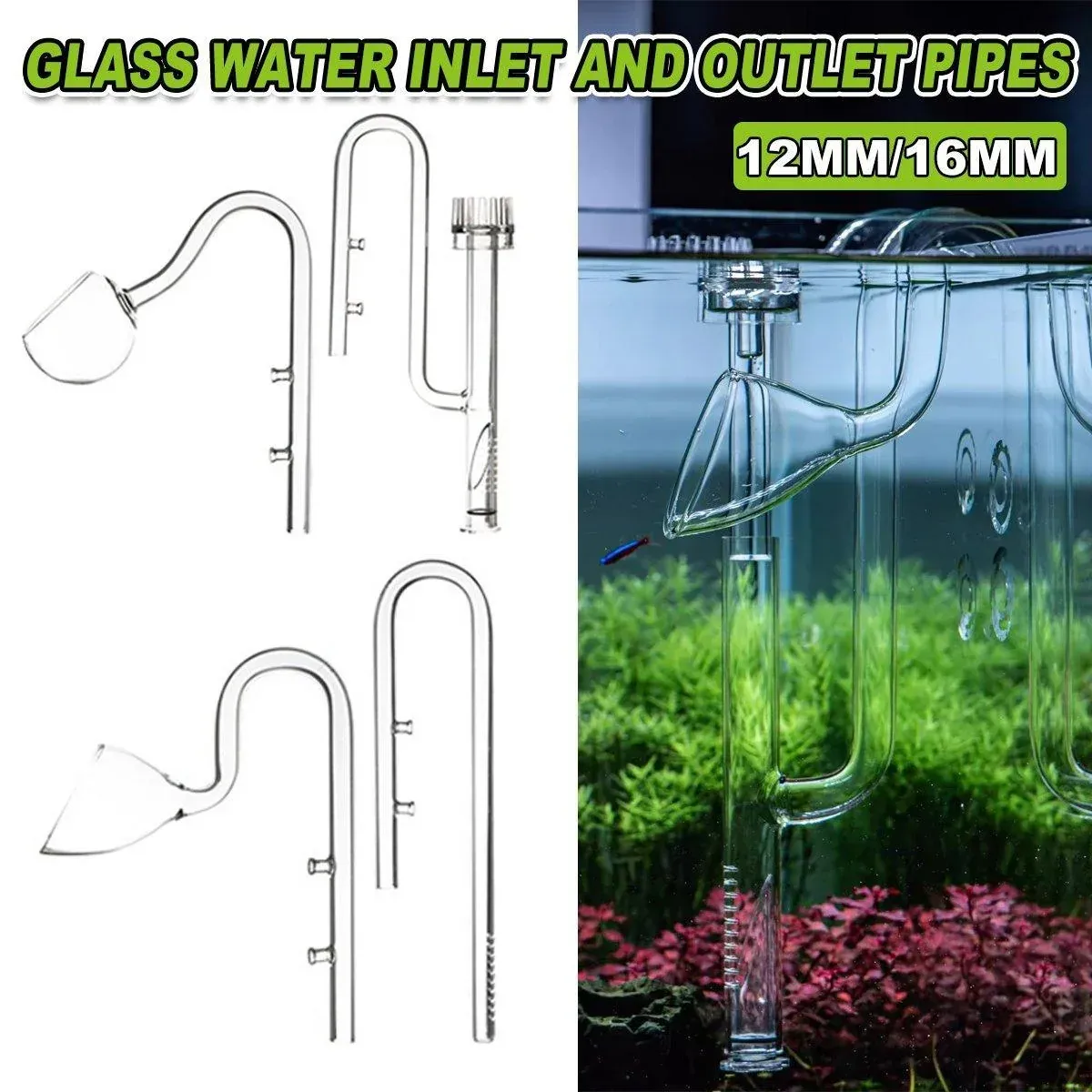 Aquarium Glass Inlet Outlet Pipe Fish Tank Filter Oil Film Remover Plant Holder - Speaker outlet-16mm โ image 2