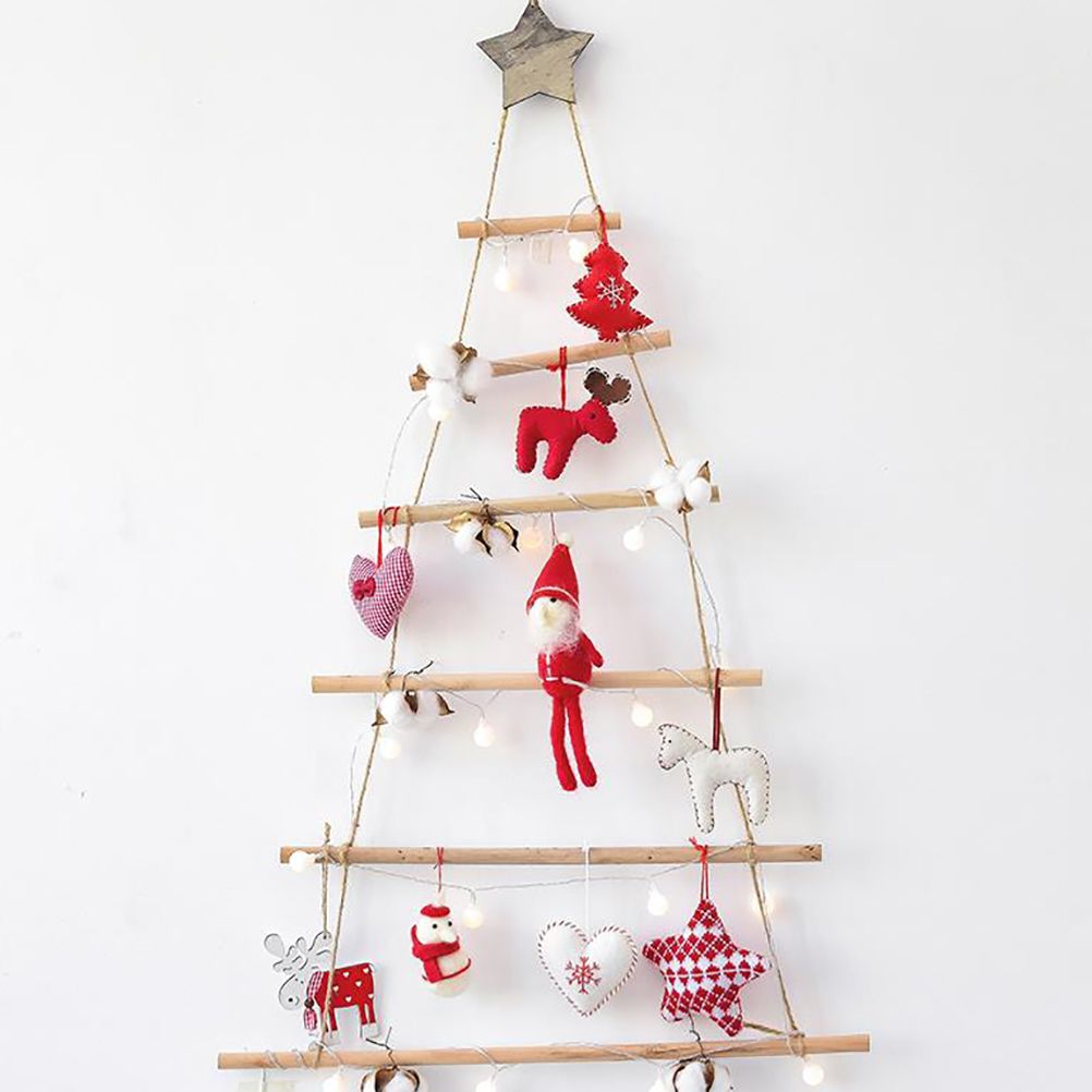 Wooden Hanging Ornaments with Star and Rope Decoration for Wall Christmas Tree — image 4