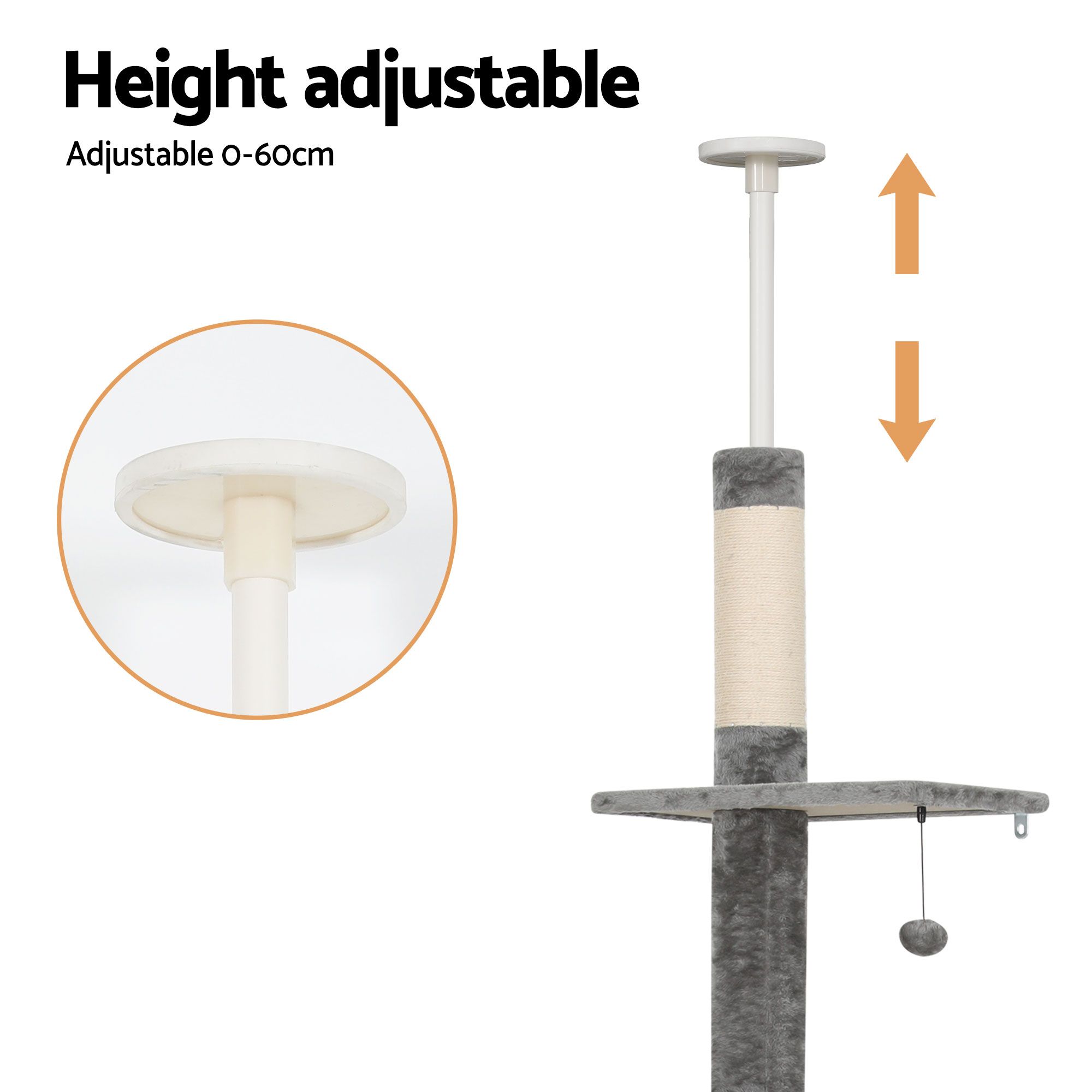 i. Pet Cat Tree 290cm Tower Scratching Post Scratcher Floor to Ceiling Cats Bed — image 5