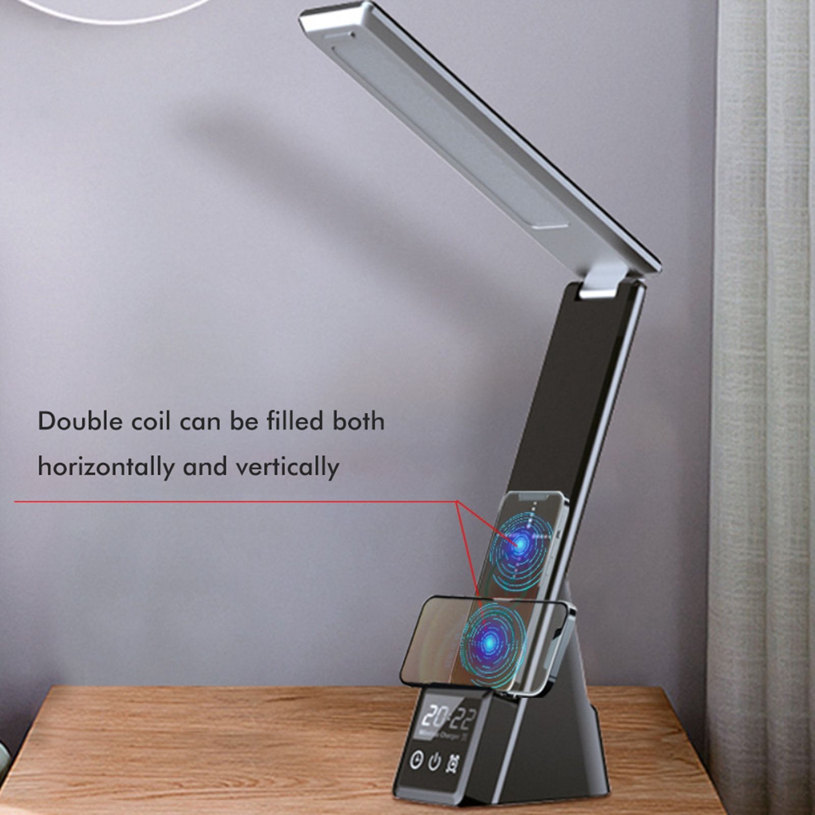 Eye Caring Desk Lamp with Wireless Charger Touch Dimming LED Table Lamps Folding Reading Light for Students β image 3