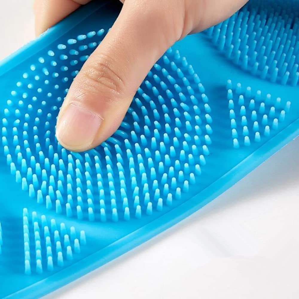 Silicone Body Brush Back Scrubber for Women and Men, Soft Exfoliating Bath Shower Brush with Massage Particles, Blue — image 6