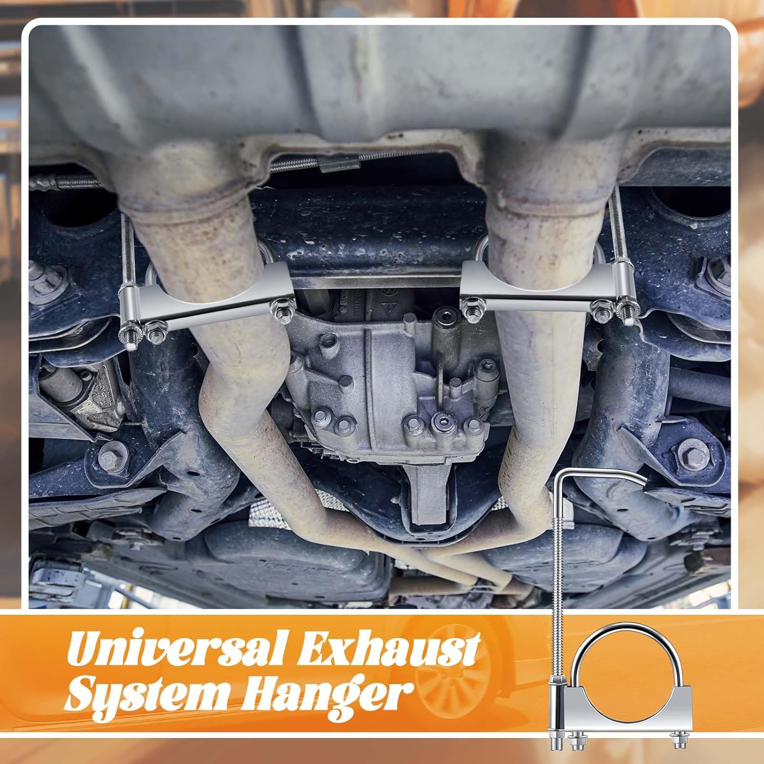 1 Pcs 2.5 Inch Universal Exhaust Clamp with Hanger, Made of Heavy-duty Clamp with Rear Muffler Hanger Exhaust Pipe for Cars, Trucks Pipes — image 5