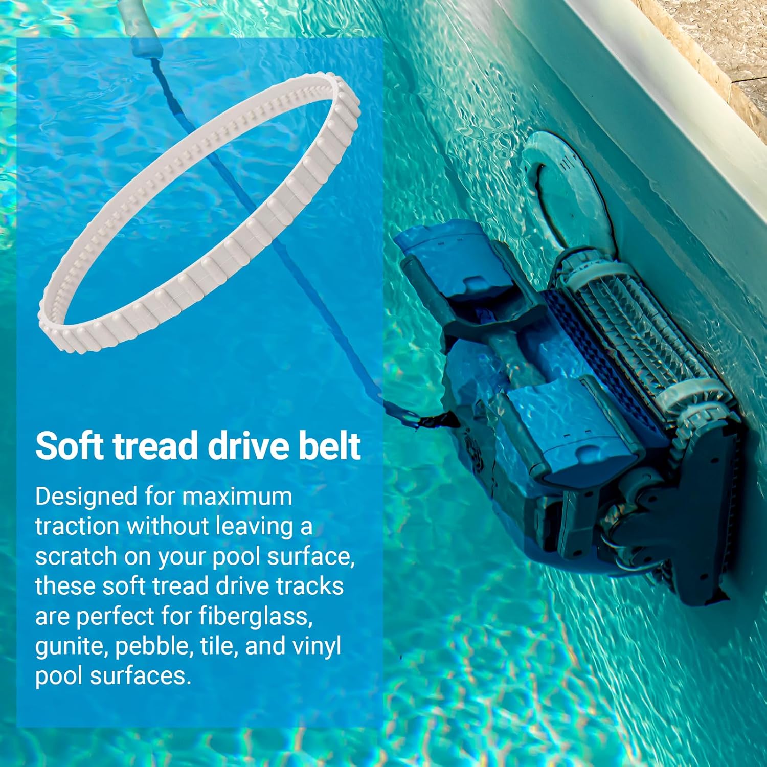 (2 Pack) RCX23002 Replacement Soft Tread Drive Belt - Premium, Heavy-Duty Rubber Pool Cleaner Parts | Compatible with Aquavac Tiger Shark (Plus and QC) and β image 5