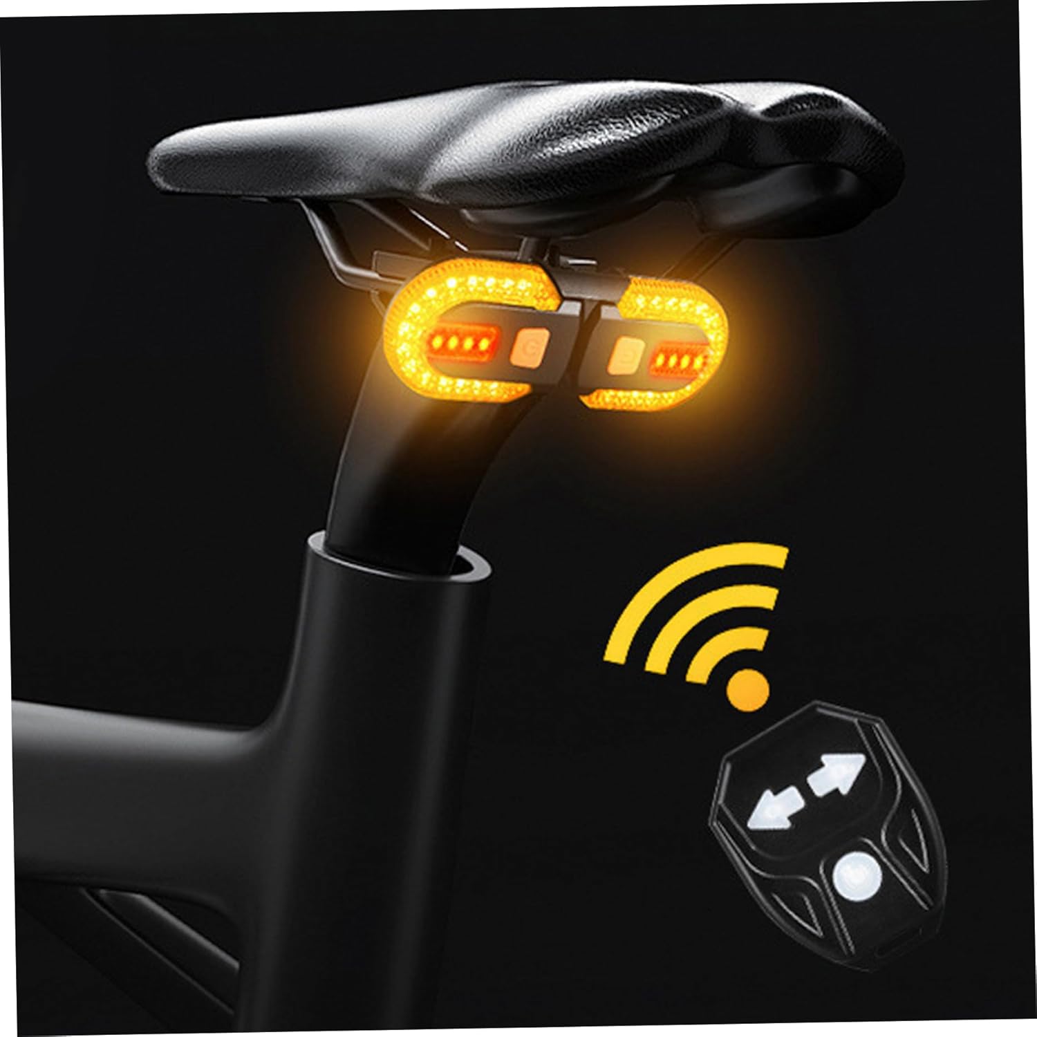 Bike Turn Signals Waterproof Remote Control 5 Mode Bike Tail Light with Right & Left Light 600mAh 30lm USB Rechargeable Yellow & Red LED Rear Bike Light for โ image 4