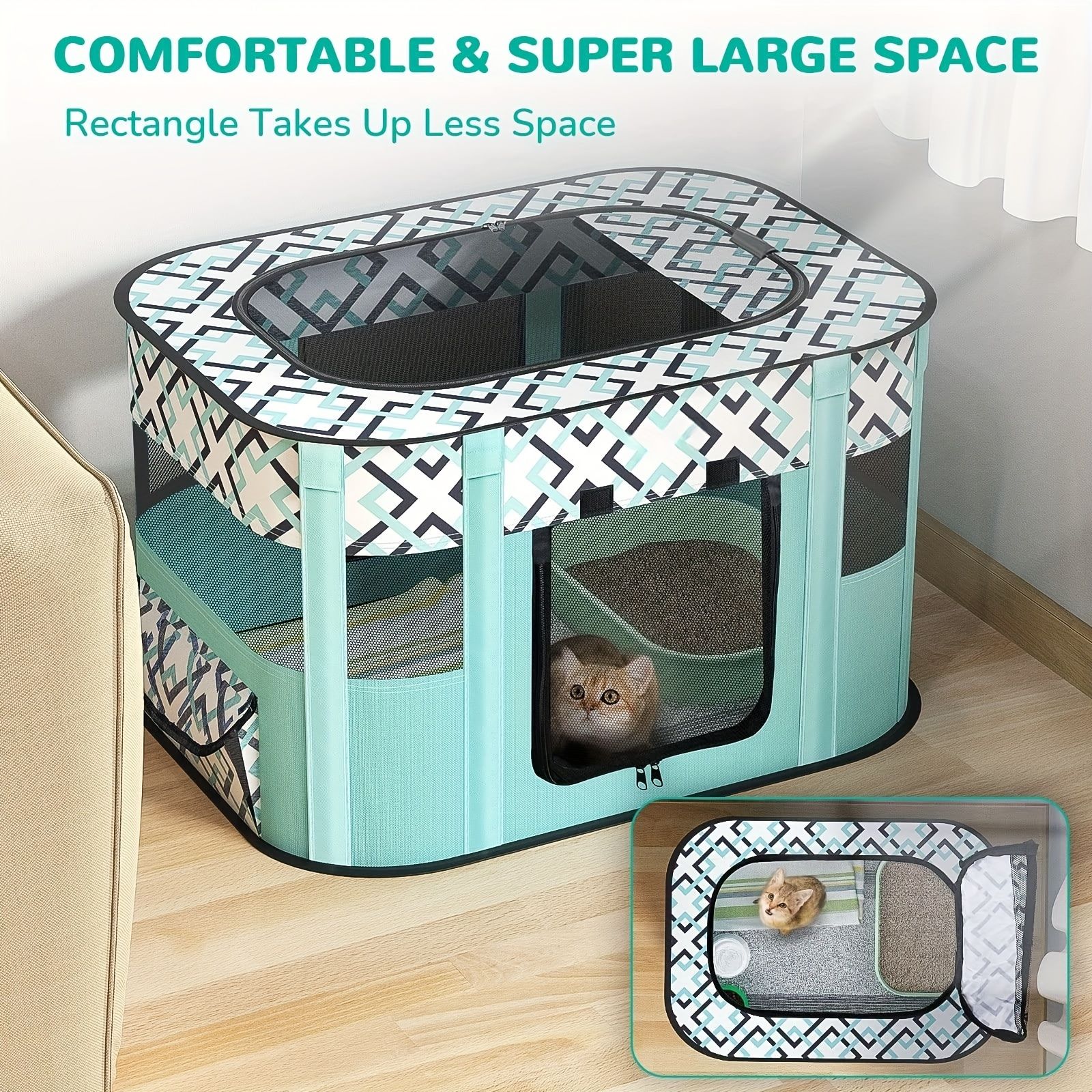 Foldable Pet Playpen for Cats and Small Dogs, Portable Puppy Exercise Cage, Indoor Pet Enclosure with Breathable Mesh, Perfect for Travel, Camping, and Outdoor — image 4