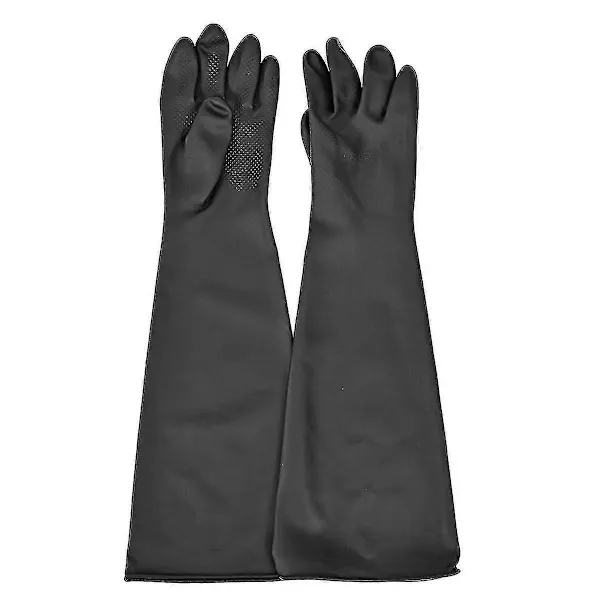 Rubber Sandblasting Gloves 60 cm Length for Sandblasting Cabinets, Cotton Lined Abrasion Resistant Sleeves with Rough Surface for Secure Grip in Heavy-Duty