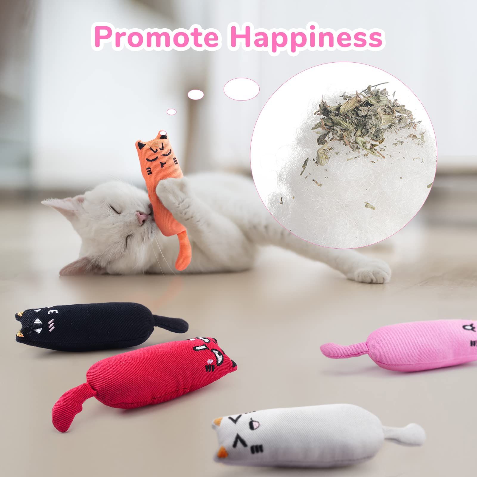 5-piece pack of bite-resistant catnip cat toys, cartoon mouse cat teething chew toys containing catnip — image 2