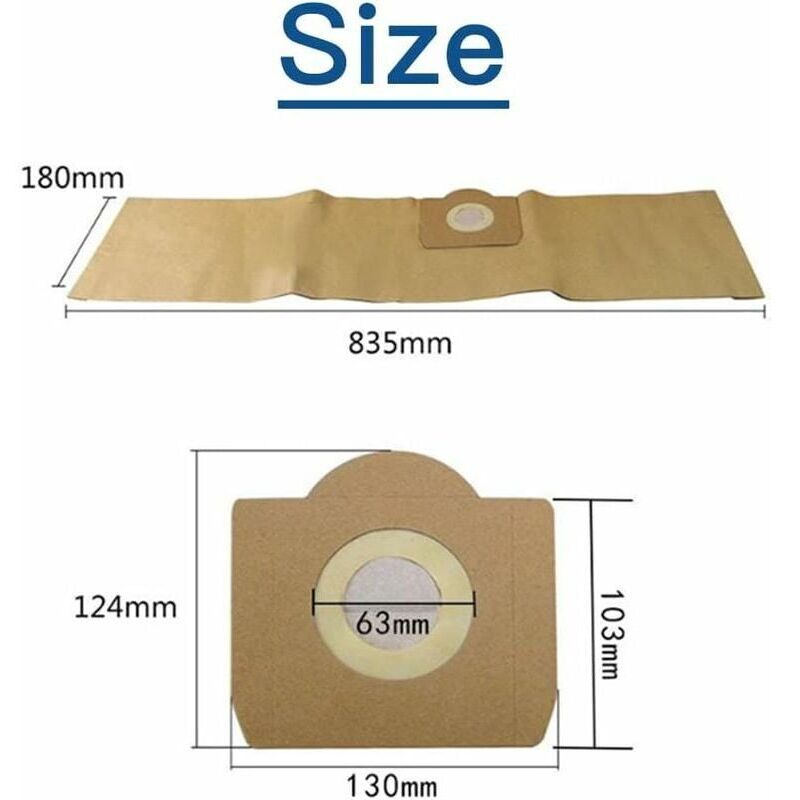 Karcher WD3 Vacuum Cleaner Bags, 5-pack straight vacuum cleaner bags for Karcher WD3, WD 3 Premium, WD3200, WD3500P, A2204, A2534, SE4001 — image 2