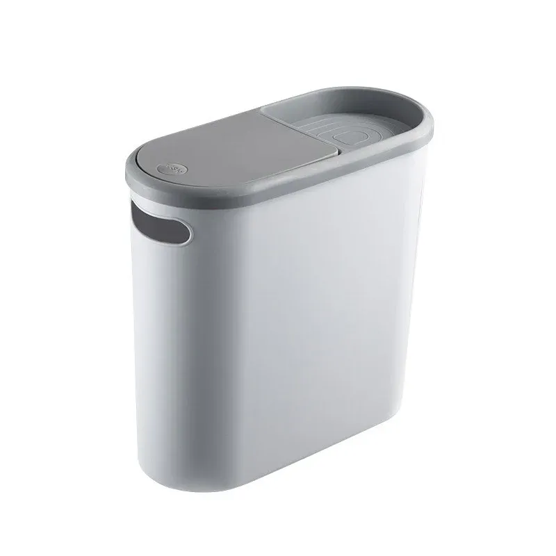 Simple Garbage Can with Lid Household Clamped Plastic Bucket Flip Lid Kitchen — image 2