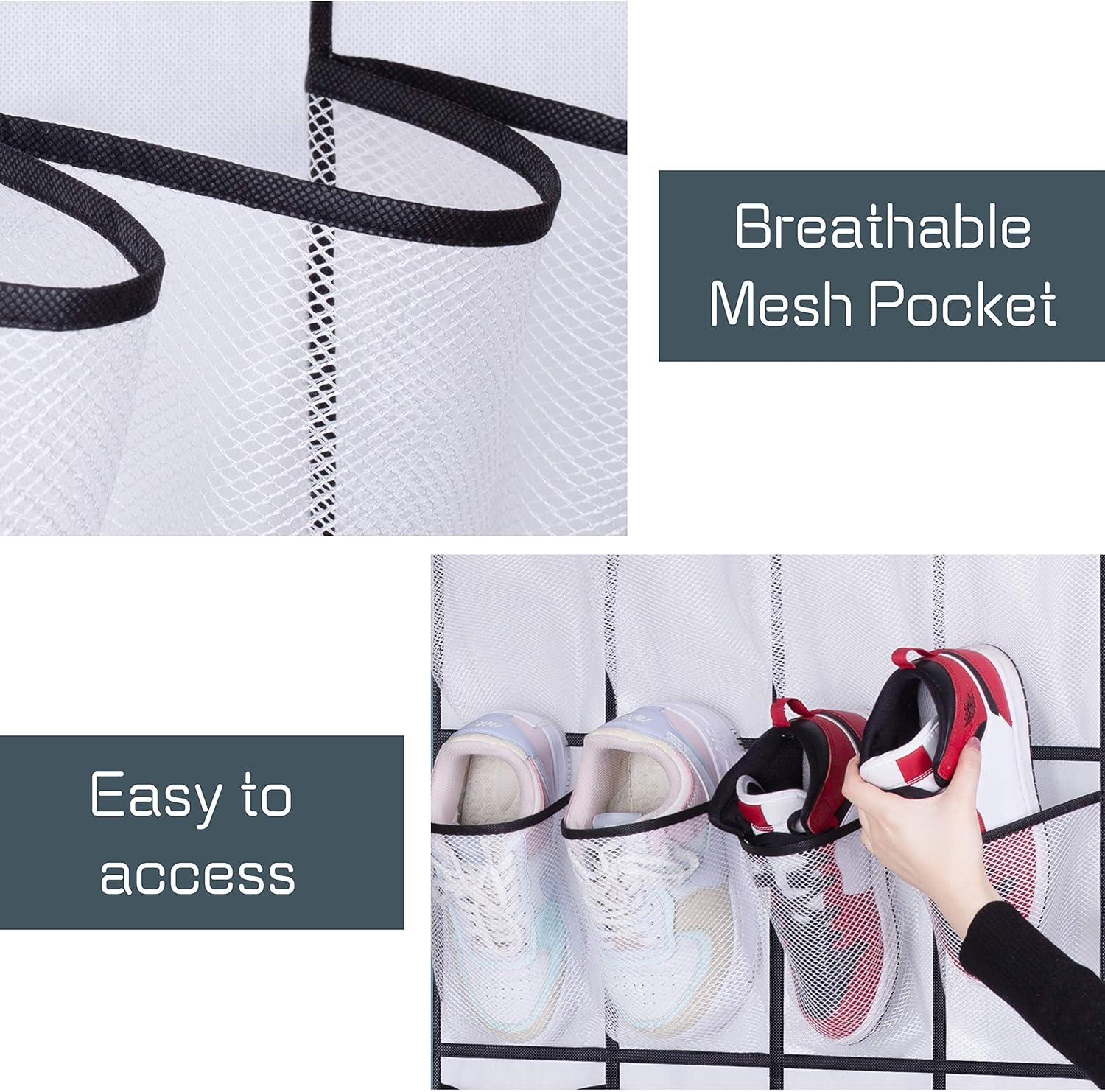 28 Large Mesh Pockets Over The Door Shoe Rack, Hanging Shoe Organizer for Closet Hanging Shoe Rack Holder Hanger, White — image 5