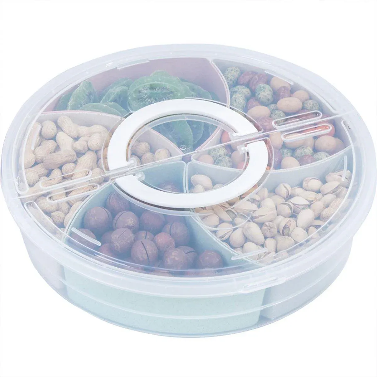Transparent Round Fruit Plate Living Room House Plastic Serving Tray Organizer — image 2