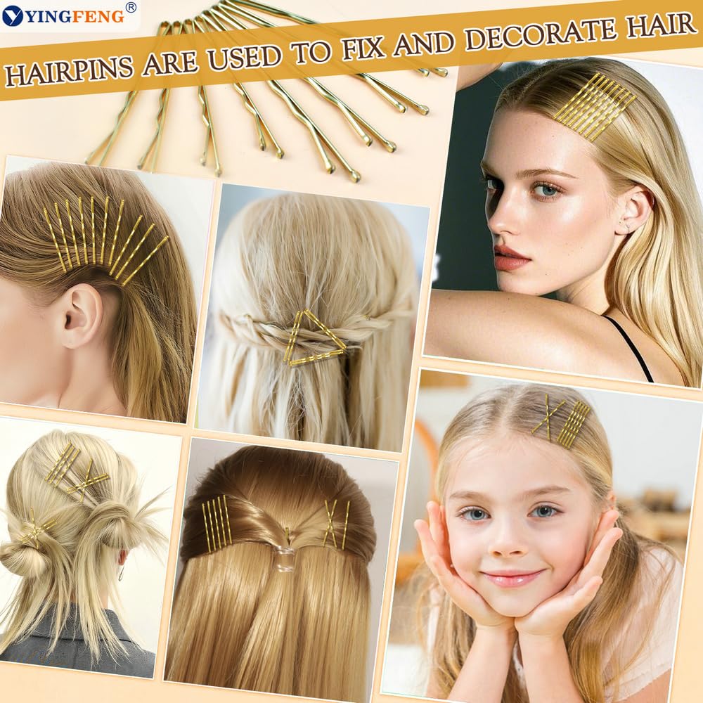 510PCS Blonde Bobby Pins Hair Pins Kit with Hair Net, Includes 100 Bobby Pins for Women, 100 U Shaped Buns Hair Clips, 300 Hair Bands and 10 Blonde Hair Nets — image 2