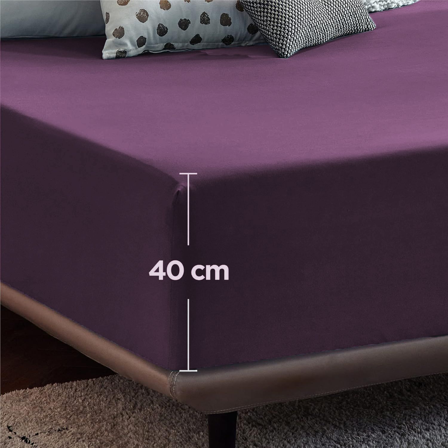 2000TC Hotel Quality Fitted Sheets - 2 Piece Fitted Sheets -Breathable Bedding - Wrinkle, Fade, Stain Resistant- 16inch/40cm Deep Pocket Fitted Bed — image 5