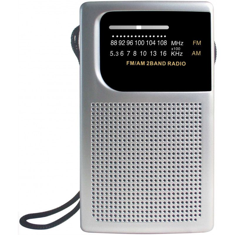 AM/FM Pocket Radio with Built-In Speaker and Earphone Socket