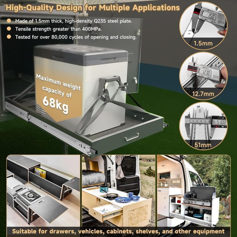 Two heavy-duty drawer slides for sturdy drawers, 51mm wide and 20 inches long, with a standard width of 500mm โ image 4