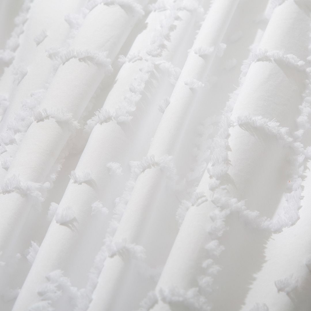 Tufted Boho Embroidery Quilt/Doona/Duvet Cover Set - White - Super King Size — image 5