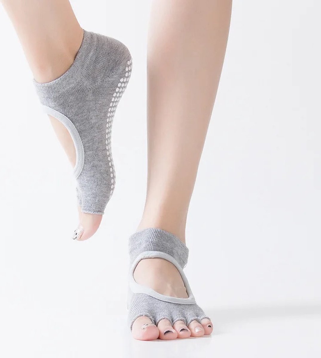 Yoga Socks Full Open Toe | Full Toe Yoga Sock | With Anti-Slip Bottom | Anti-Slip Socks | Pilates Socks | Size 36-40 | Grey — image 2