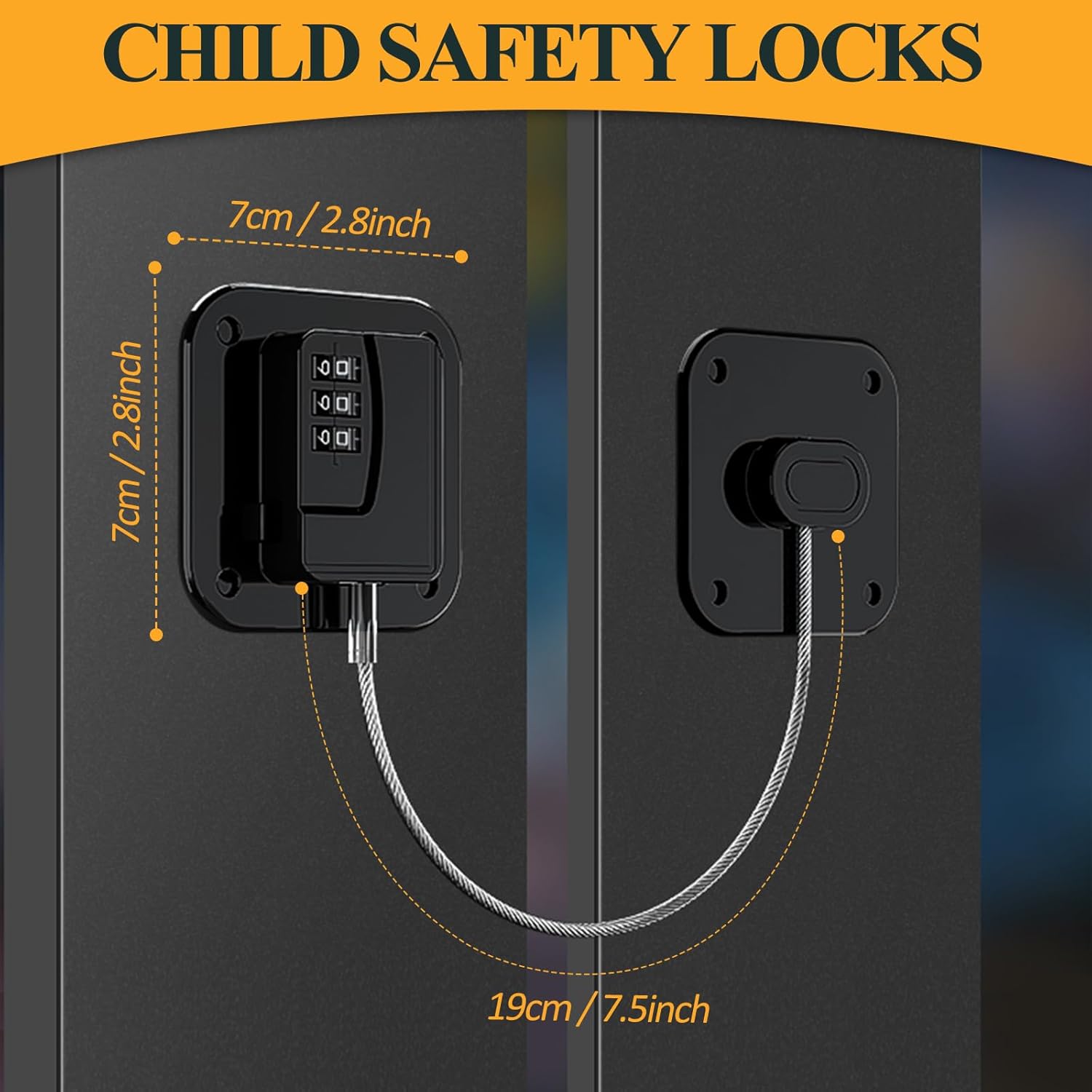 2 Pack Child Safety Locks with Strong Self-Adhesive Pads for Refrigerators, Windows, Drawers and Cabinets, No Drill, Black — image 5