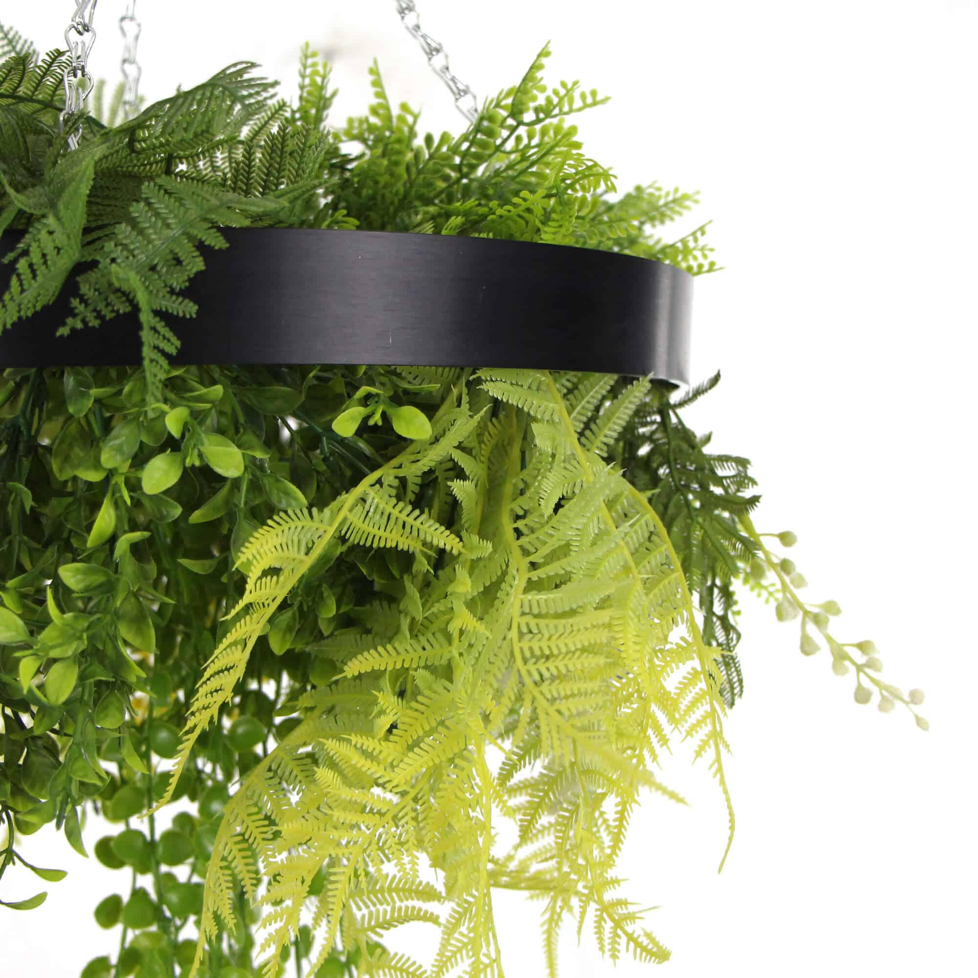 Black Framed Roof Hanging Disc with Draping Life-like Plants 40cm โ image 4