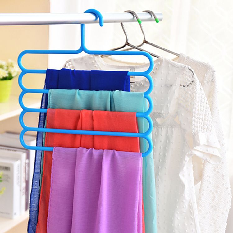 Clothes Hangers 1 Pc Multilayer Clothes Hanger Organizer Practical 5 Layers Pants Scarf Tie Hangers Space Saving Clothes Drying — image 2