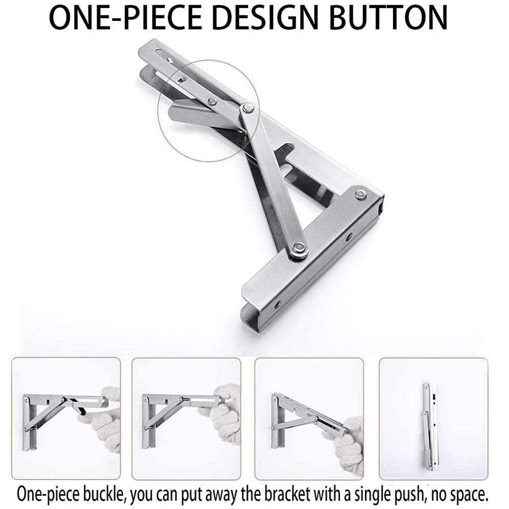 Heavy-Duty Foldable Wall Shelf Brackets – 2-Pack 304 Stainless Steel Triangular Supports with One-Click Release, 550 lb Capacity Each, for Kitchen, Garage, RV — image 3
