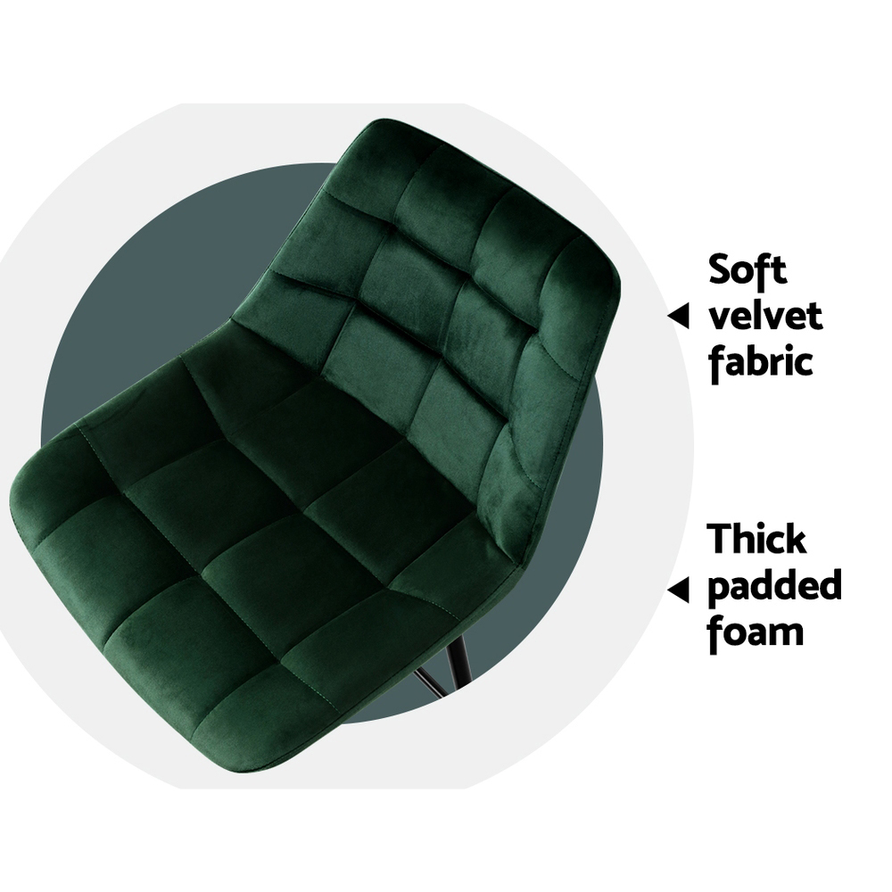 Artiss 2x Bar Stools Velvet Chairs Green — image 6