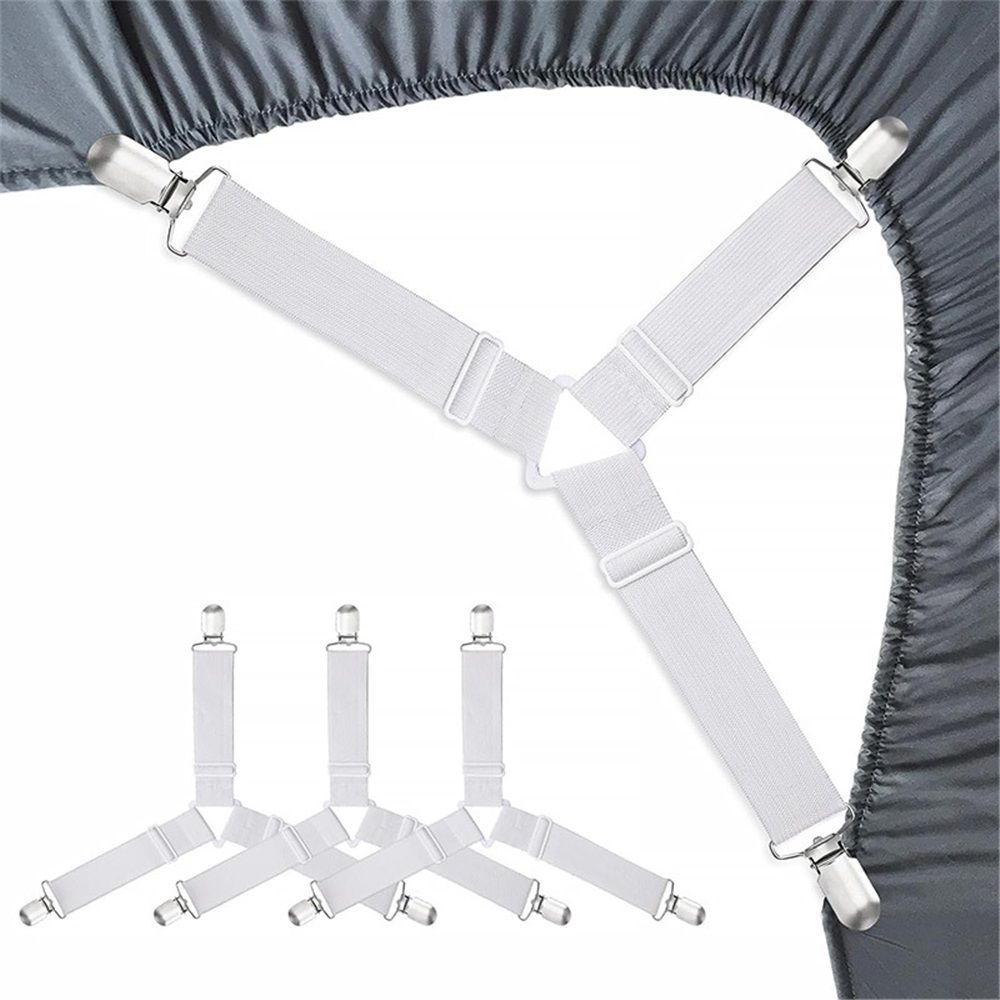 8 pcs Bed Sheet Straps Holders, Adjustable Non Slip Elastic Bedsheet Grippers Triangle Mattress Suspenders, Keep in Place Fitted Bed Sheet Holders for Corners — image 2