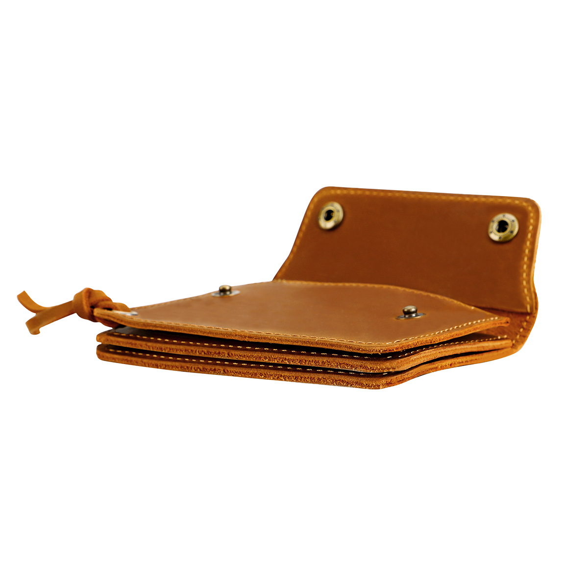 Blue Vintage Handmade Crazy Horse Leather Wallet - Compact Card Holder & Zippered Coin Purse with Snap Closure โ image 4