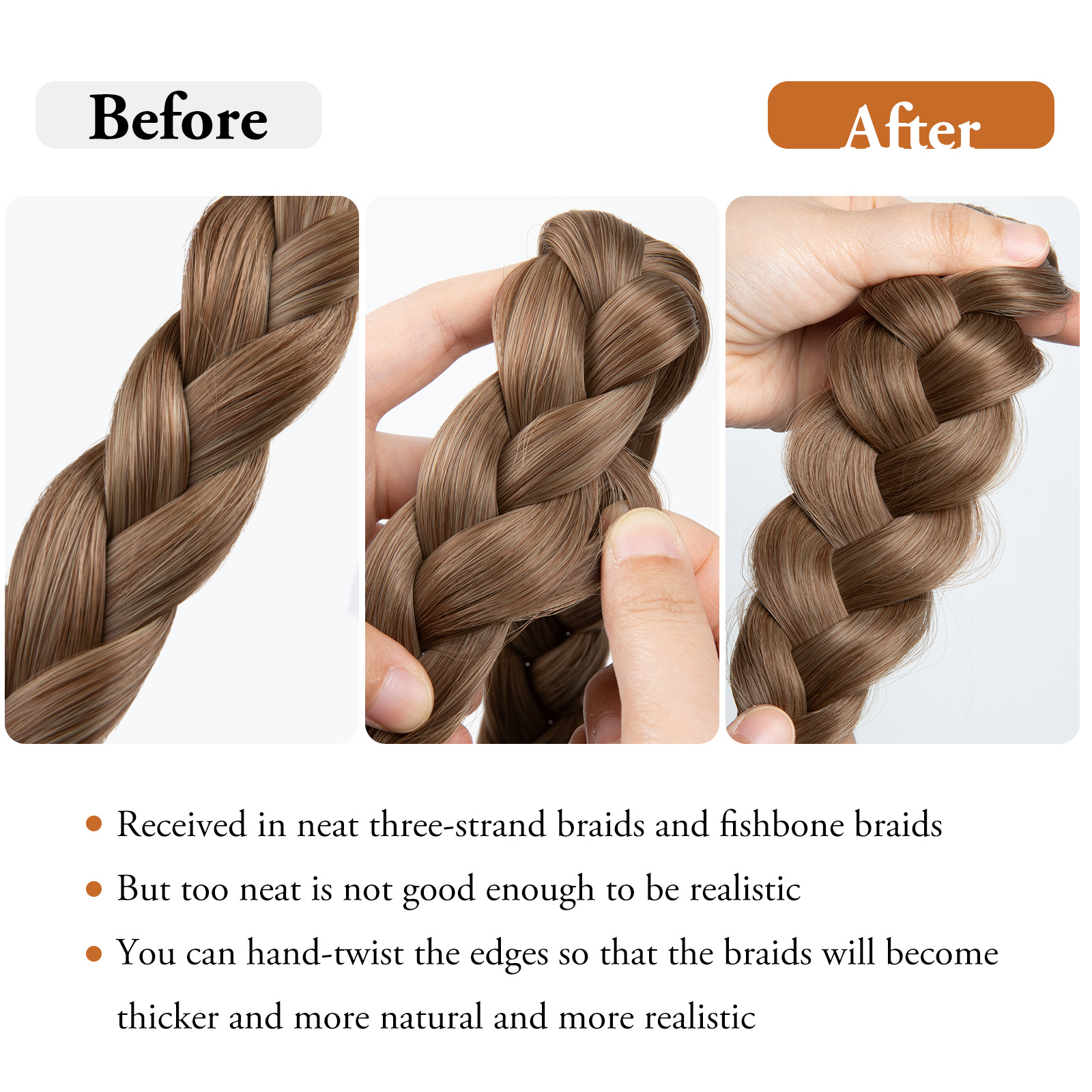 1pc Synthetic Braiding Hair with Adjustable Belt Braided Bohemian Style Women Hairstyle 10 Athree strand braid — image 4