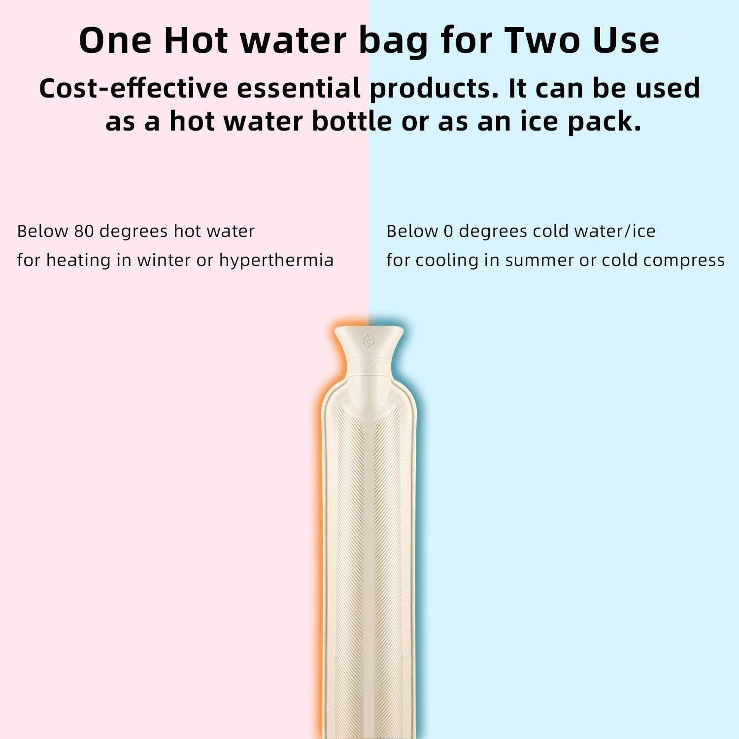 Hot Water Bottle Rubber with Soft Cover(2 Liter) Classic Hot Water Bag for Pain Relief, Neck, Shoulders and Knee, Feet Warmer โ image 3