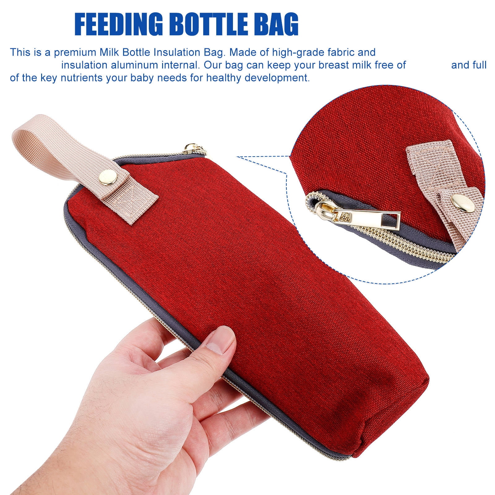 Insulated Bottle Bag Red - Keeps for Hours, Portable Baby Bottle Cooler Tote — image 3