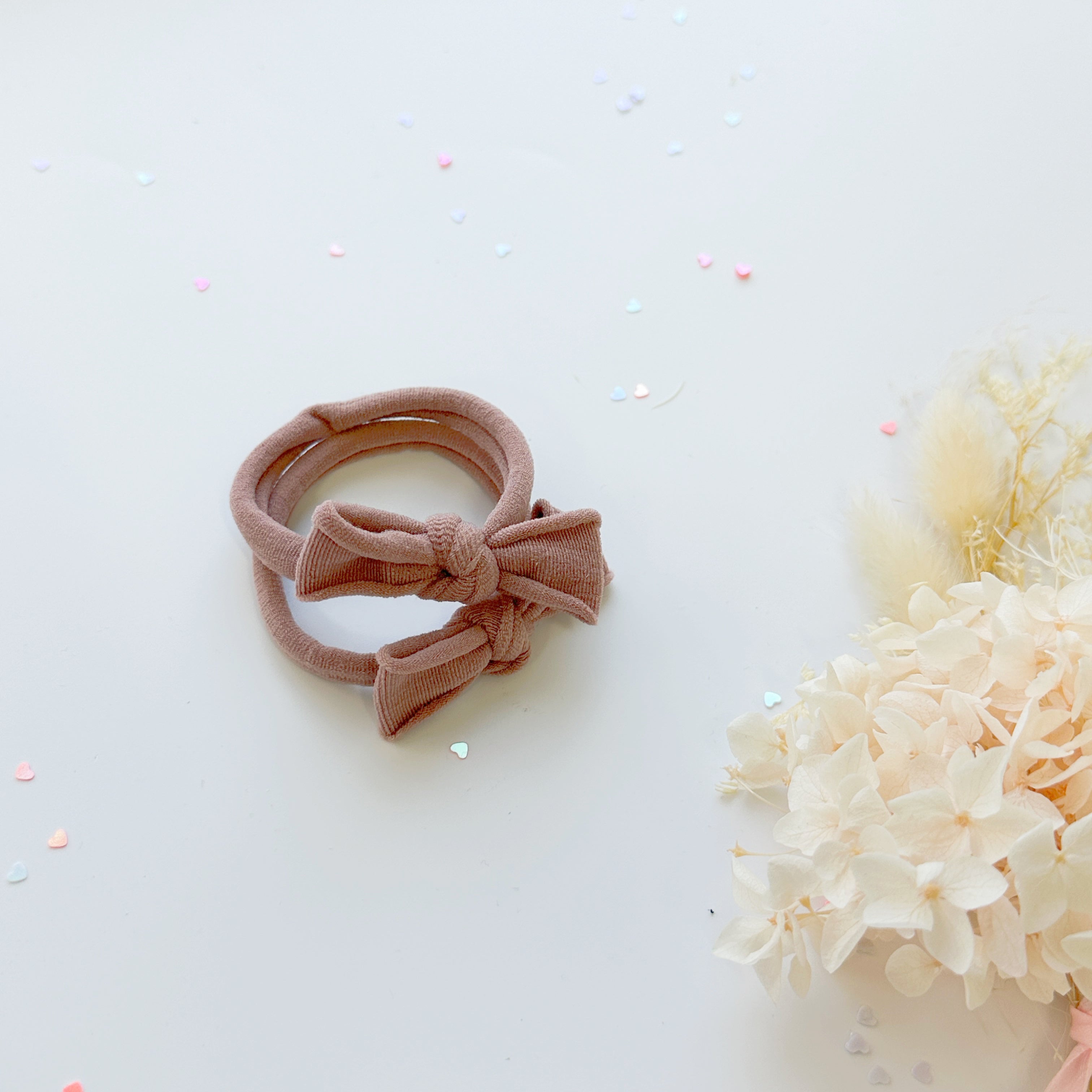Handmade Simple Bow metal free hair ties -Pink - 3 Pairs Pink — image 4
