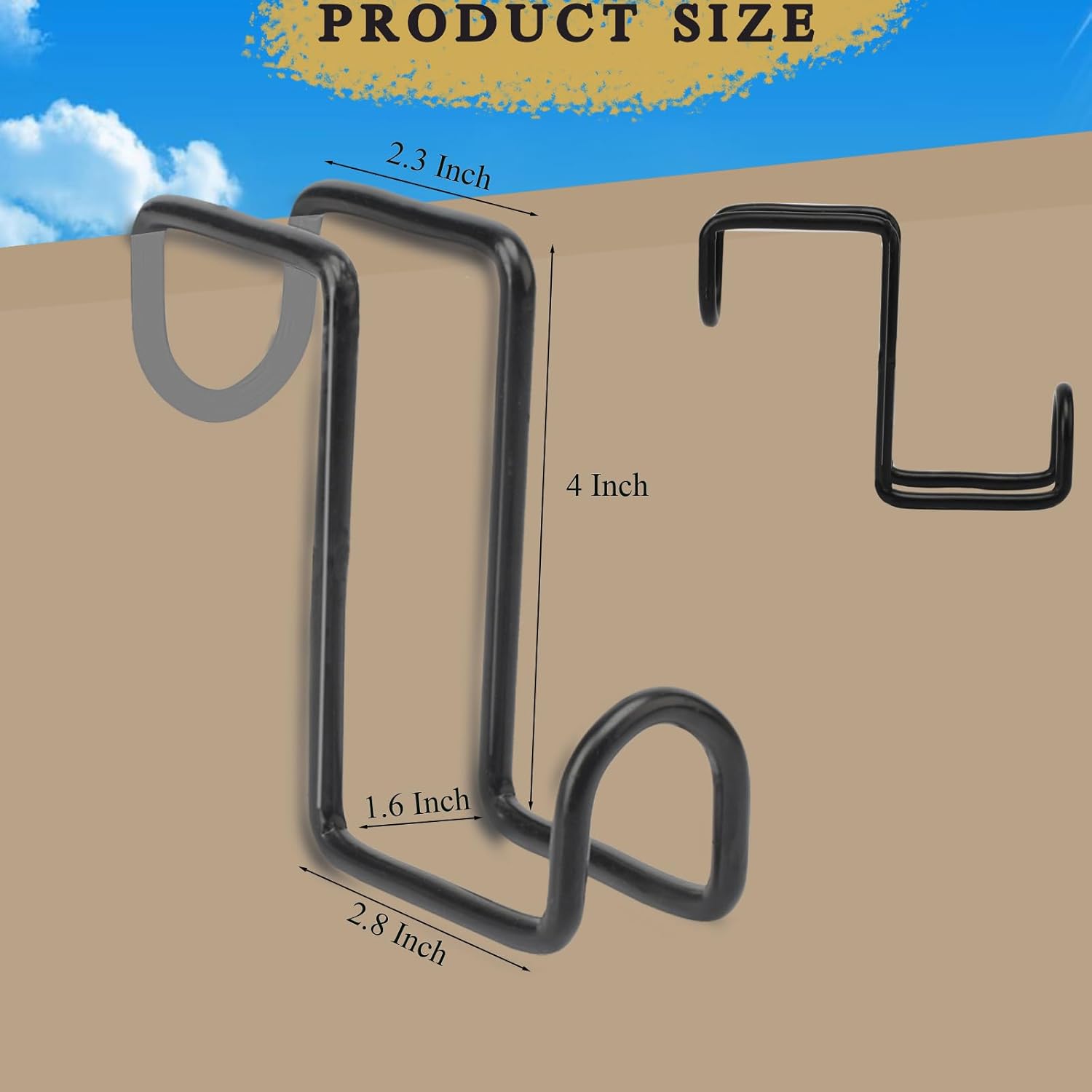 2PCS 4 Inch Tack Hook Heavy Duty Metal Birdle Water Bucket Hanger for Hanging Horse Bridles,Halter and Buckets(Black) — image 2